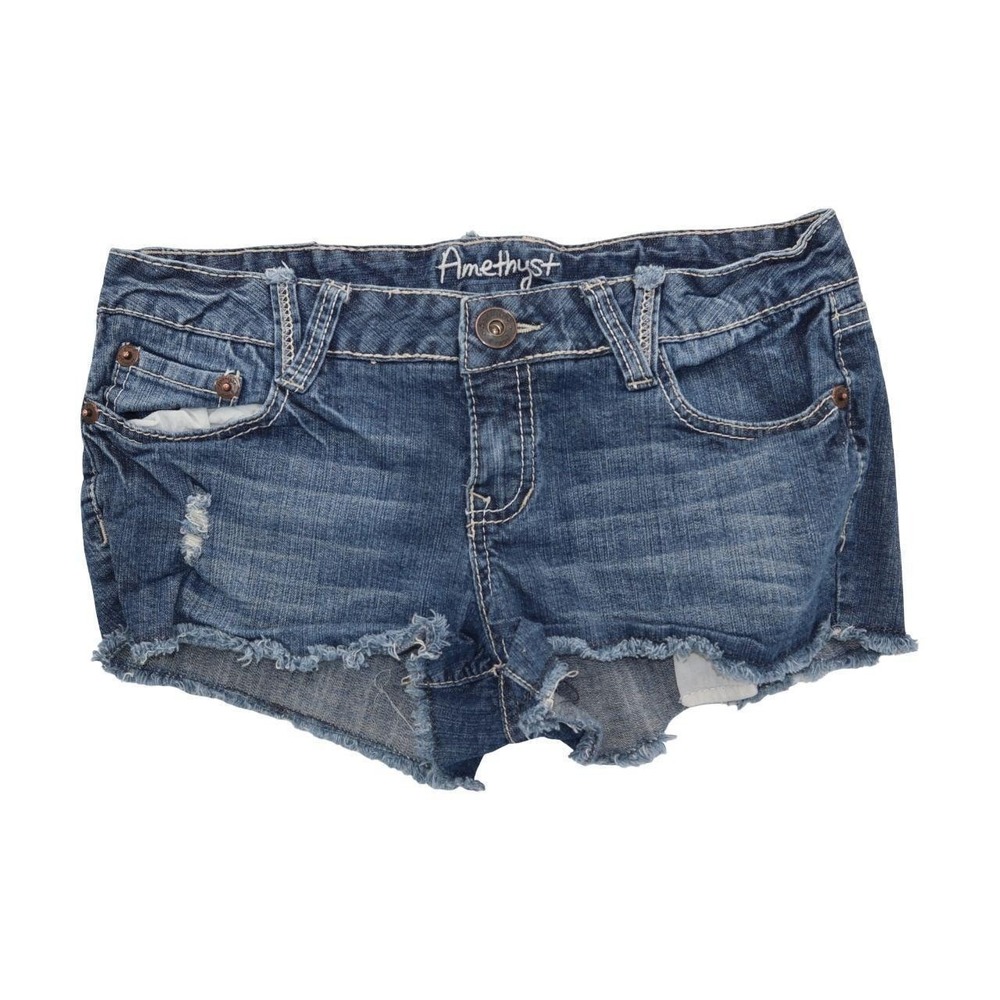 Vintage Y2K Amethyst Low Rise Distressed Raw Hem Denim Cutoff Shorts Size 9